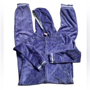 More Than Magic purple hooded soft cozy zip up hoodie pajamas size large 10-12